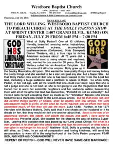 Westboro Baptist Church 3701 S.W. 12th St. (WBC Chronicles -- SinceTopeka, Ks0325