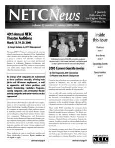NETCNews  A Quarterly Publication of the New England Theater Conference, Inc.