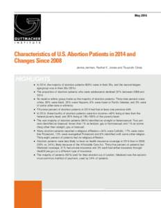 Characteristics of U.S. Abortion Patients in 2014 and Changes Since 2008