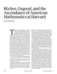 Bôcher, Osgood, and the Ascendance of American Mathematics at Harvard