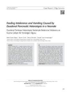 Case Report / Olgu Sunumu  J Pediatr Res 2016;3(4):211-4 DO­I: jprFeeding Intolerance and Vomiting Caused by