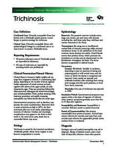 Communicable Disease Management Protocol  Trichinosis Manitoba Health