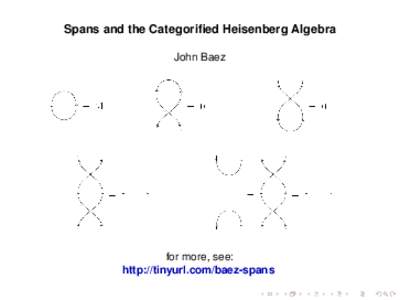 Spans and the Categorified Heisenberg Algebra John Baez for more, see: http://tinyurl.com/baez-spans