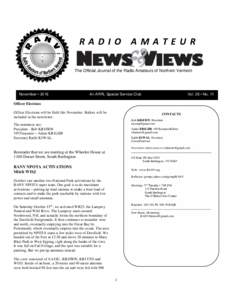 RADIO AMATEUR The Official Journal of the Radio Amateurs of Northern Vermont November • 2016  Vol. 26 • No. 11