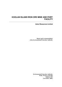 KOOLAN ISLAND IRON ORE MINE AND PORT FACILITY Aztec Resources Limited