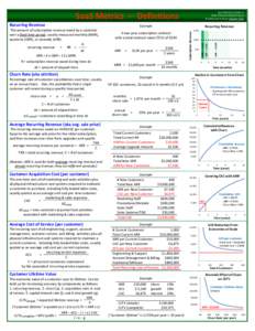SaaS Metrics Guide to SaaS Financial Performance © 2010 Joel York at Chaotic Flow SaaS Metrics – Definitions Example