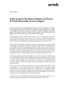   PRESS RELEASE Artek presents the Kaari Collection by Ronan & Erwan Bouroullec at imm cologne