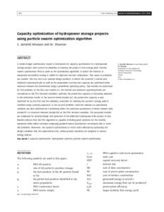 Q IWA Publishing 2010 Journal of Hydroinformatics | 12.3 | Capacity optimization of hydropower storage projects using particle swarm optimization algorithm