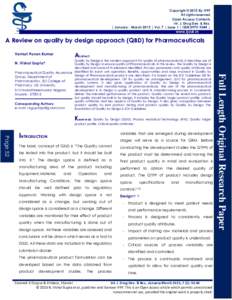Copyright © 2015 By IYPF All rights reserved Open Access Contents Int. J. Drug Dev. & Res. | January - March 2015 | Vol. 7 | Issue 1 | ISSN |