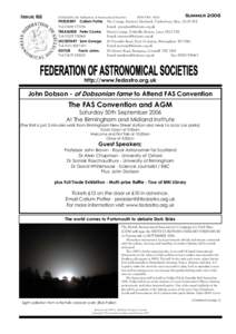 Issue 82  Published by the Federation of Astronomical Societies PRESIDENT Callum Potter, Tel: 