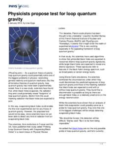 Physicists propose test for loop quantum gravity