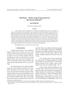 DOI: ijhs/2015/v50i1Indian Journal of History of Science, 153 Old Water - Works on the Eastern Part of the Mysore Plateau**