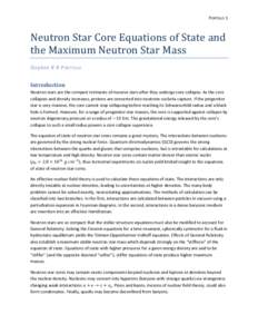 PORTILLO 1  Neutron Star Core Equations of State and the Maximum Neutron Star Mass Stephen K N P ORTILLO