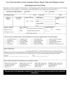 Area 15 One-Stop Delivery System consisting of Monroe, Morgan, Noble and Washington Counties Initial Registration Form[removed]Please take a moment to complete the following form. The information is used to determine h