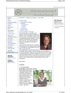 International Society of Chemical Ecology  Page 1 of 6 Home | Contact | Search |