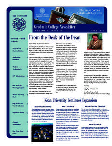 KEAN UNIVERSITY  Graduate College Newsletter V O L U M E  I ,