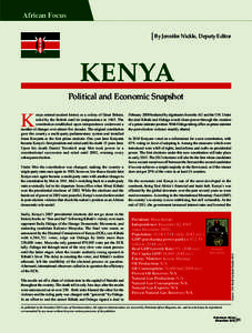 African Focus By Jennifer Nickle, Deputy Editor KENYA Political and Economic Snapshot