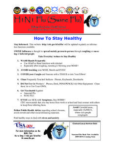 H1N1 Flu (Swine Flu) Billings Area Indian Health Service Billings Area IHS Office of Health Care Programs  How To Stay Healthy