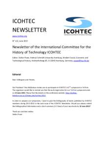 ICOHTEC NEWSLETTER www.icohtec.org No 122, JuneNewsletter of the International Committee for the