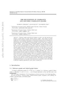 Symposium on Theoretical Aspects of Computer ScienceNancy, France), ppwww.stacs-conf.org arXiv:1001.3251v2 [cs.CC] 3 FebTHE RECOGNITION OF TOLERANCE
