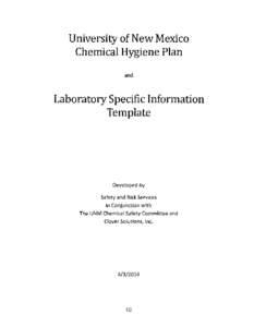 University of New Mexico Chemical Hygiene Plan and Laboratory Specific Information Template