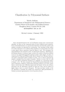 Classification by Polynomial Surfaces Martin Anthony Department of Statistical and Mathematical Sciences London School of Economics and Political Science Houghton Street, London WC2A 2AE 