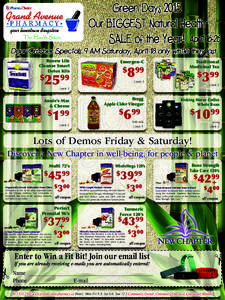 Green Days 2015 Our BiGGest Natural Health sale of the Year! aprilThe Health Store.