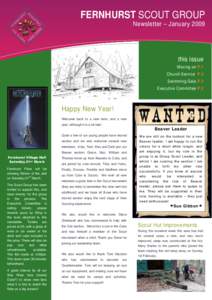 FERNHURST SCOUT GROUP Newsletter – January 2009 this issue Moving on P.1 Church Service P.2