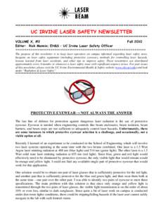 Microsoft Word - UCI LASER SAFETY NEWSLETTER Fall 2010.doc