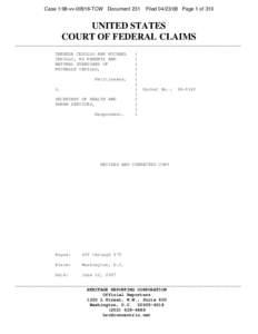 Case 1:98-vv[removed]TCW Document 231  Filed[removed]Page 1 of 310 UNITED STATES COURT OF FEDERAL CLAIMS