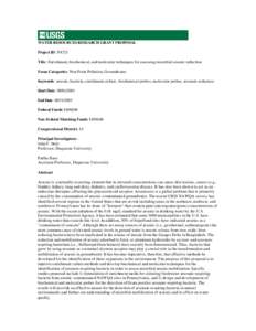 WATER RESOURCES RESEARCH GRANT PROPOSAL Project ID: PA721 Title: Enrichment, biochemical, and molecular techniques for assessing microbial arsenic reduction Focus Categories: Non Point Pollution, Groundwater Keywords : a