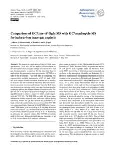 Laboratory techniques / Time-of-flight mass spectrometry / Time of flight / Quadrupole mass analyzer / Gas chromatography / Selected ion monitoring / Ion-mobility spectrometry–mass spectrometry / Gas chromatography–mass spectrometry / Chemistry / Mass spectrometry / Scientific method