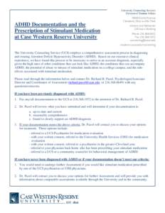 Microsoft Word - ADHD Documentation and the Prescription of Stimulant Medication at Case Western Reserve Universityfor