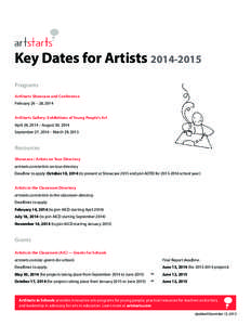 Key Dates for Educators and Artists.indd