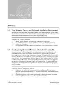 English Language Arts Content Standards - Curriculum Frameworks (CA Dept of Education)