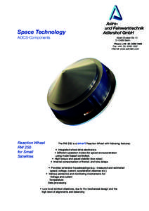 Space Technology AOCS-Components Astround Feinwerktechnik Adlershof GmbH Albert-Einstein-Str.12