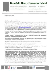Microsoft Word - Letter to Parents with Ofsted Report