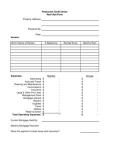 Pawtucket Credit Union Rent Roll Form Property Address: Prepared By: Date: