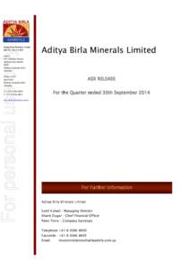 For personal use only  Aditya Birla Minerals Limited ABNLevel 3
