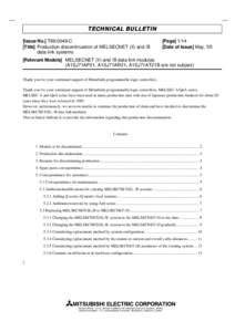 TECHNICAL BULLETIN [Issue No.] T99-0049-C [Title] Production discontinuation of MELSECNET (II) and /B data link systems  [Page] 1/14