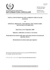 INFCIRC/500/Add.4 - Vienna Convention on Civil Liability for Nuclear Damage and Optional Protocol Concerning the Compulsory Settlement of Disputes