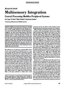 PS YC HOLOGICA L SC IENCE  Research Article Multisensory Integration Central Processing Modifies Peripheral Systems