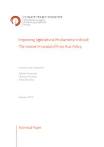 Improving Agricultural Productivity in Brazil: The Unmet Potential of Price Risk Policy Climate Policy Initiative Juliano Assunção Clarissa Gandour