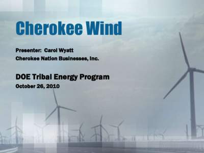 Cherokee Wind  Presenter: Carol Wyatt Cherokee Nation Businesses, Inc.