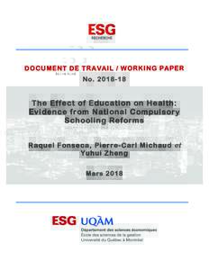 DOCUMENT DE TRAVAIL / WORKING PAPER NoThe Effect of Education on Health: