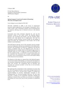 FIN-USE letter to Barroso: Spring European Council and London G20 meeting - The voice of European users
