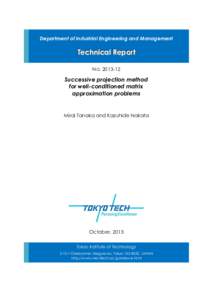 Department of Industrial Engineering and Management  Technical Report NoSuccessive projection method