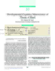 20 - Developmental Cognitive Neuroscience of Theory of Mind