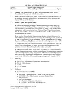INDIAN AFFAIRS MANUAL Part 28 Chapter 1 Human Capital Management Policy and Responsibilities