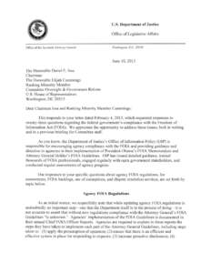 DoJ Reply to Congressional Questions on FOIA Policy